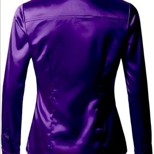 Ruby Satin silk button down Shirt large new